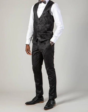 Marc Darcy- Simon Black Velvet Jacquard Waistcoat