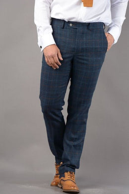 House of Cavani- Cody Blue Check Trouser