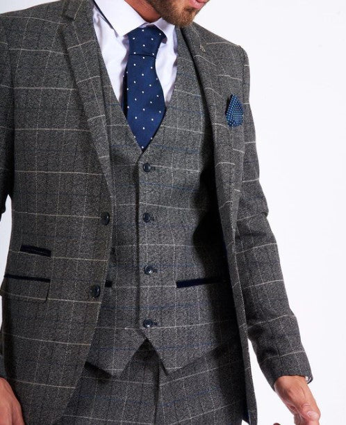 Marc Darcy- Scott Grey Tweed Check Blazer