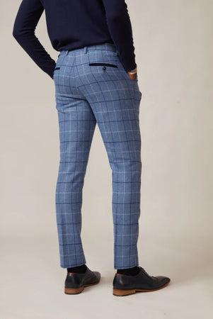 Marc Darcy- Clinton Blue Tweed Check Trouser