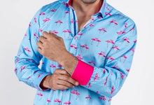 Claudio Lugli- Blue Kissing Flamingos Long Sleeve Shirt