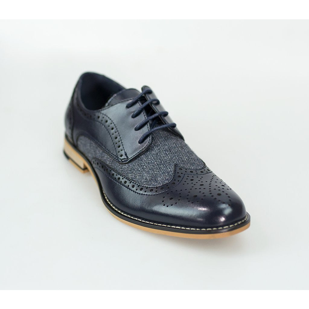 House of Cavani- Horatio Navy Tweed Brogue Shoes