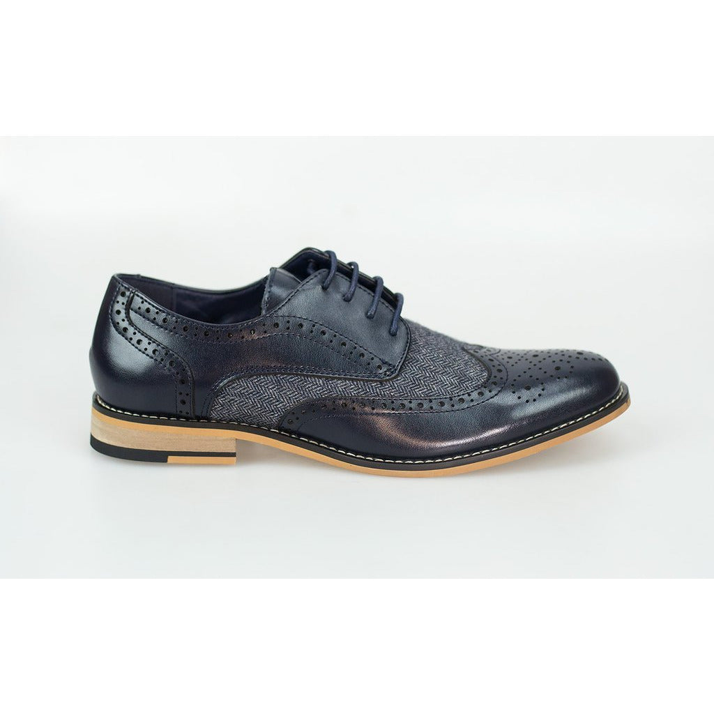 House of Cavani- Horatio Navy Tweed Brogue Shoes – Kingsley Menswear