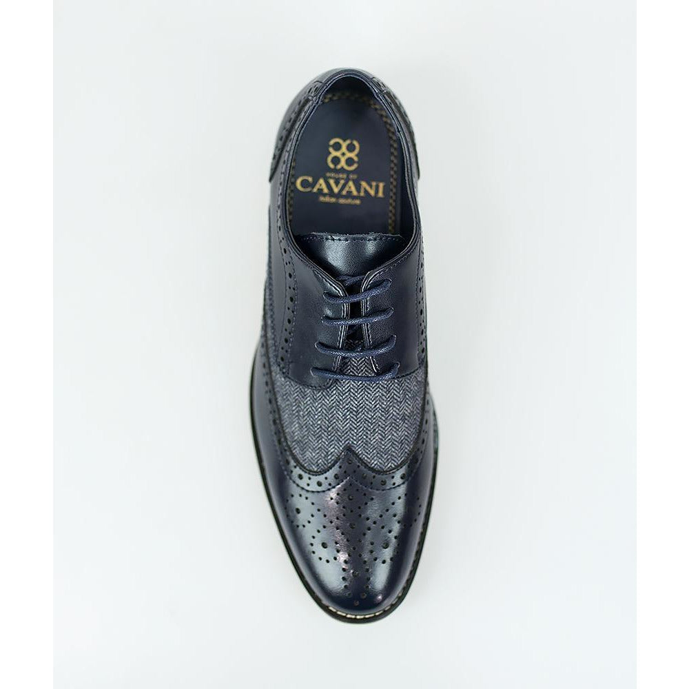 House of Cavani- Horatio Navy Tweed Brogue Shoes