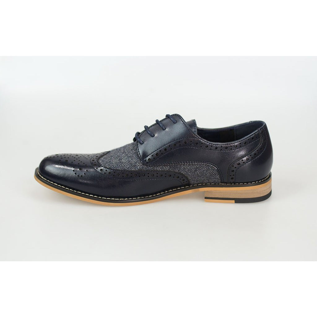 House of Cavani- Horatio Navy Tweed Brogue Shoes