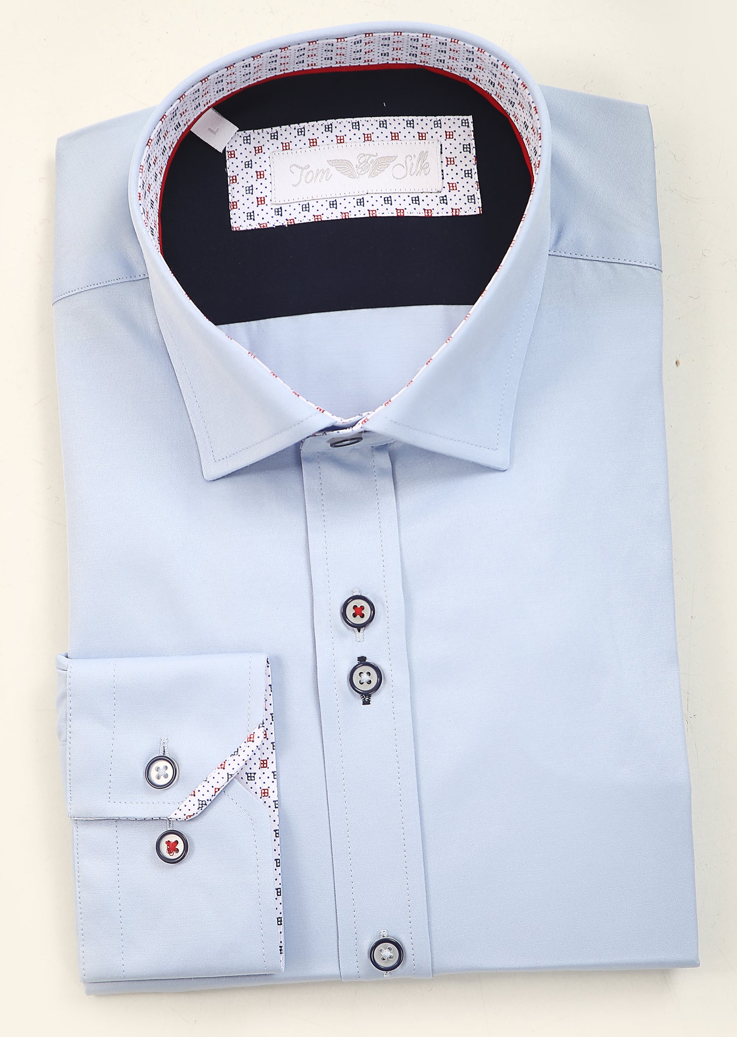 Tom Silk- Plain Long Sleeve Shirt (Blue, Pink, Navy, White)
