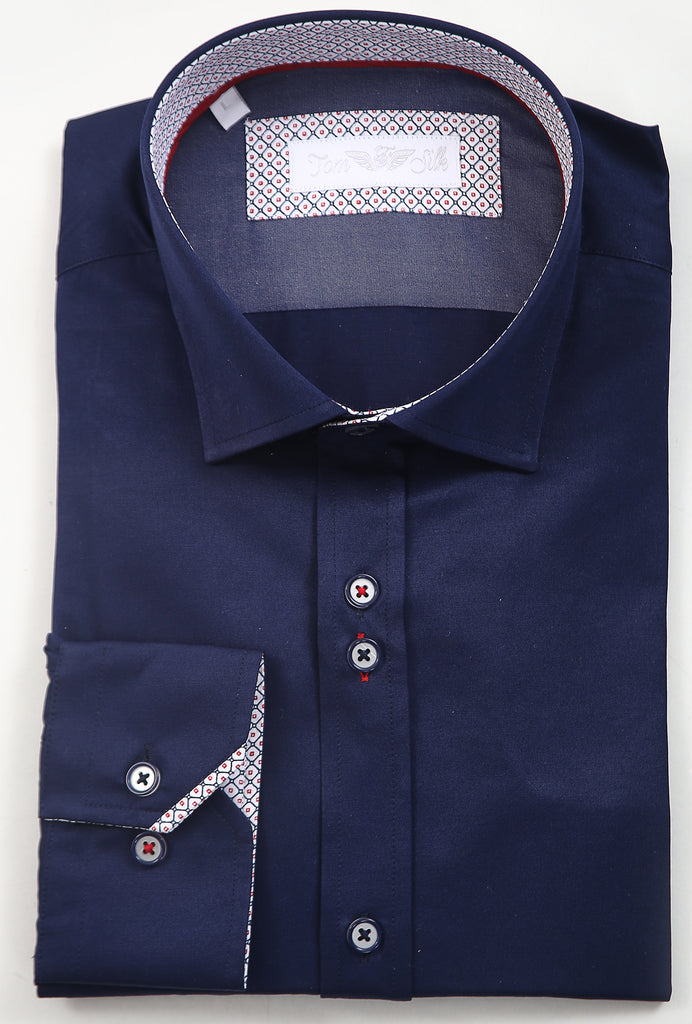 Tom Silk- Plain Long Sleeve Shirt (Blue, Pink, Navy, White)