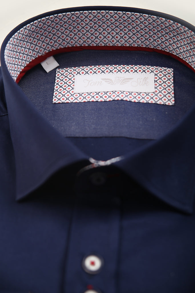 Tom Silk- Plain Long Sleeve Shirt (Blue, Pink, Navy, White)