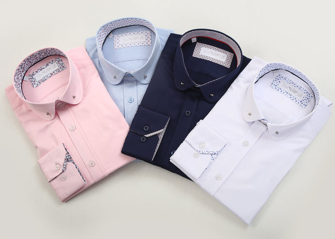 Tom Silk-  Long Sleeve Collar Bar Shirt (White, Pink, Navy, Blue)
