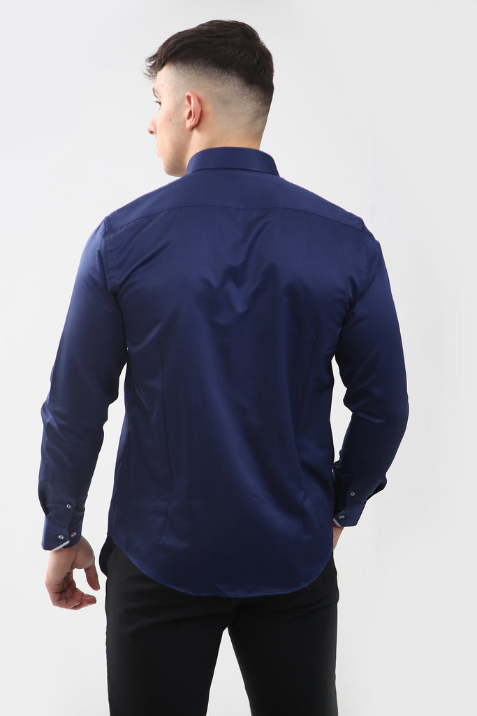 Tom Silk- Plain Long Sleeve Shirt (Blue, Pink, Navy, White)