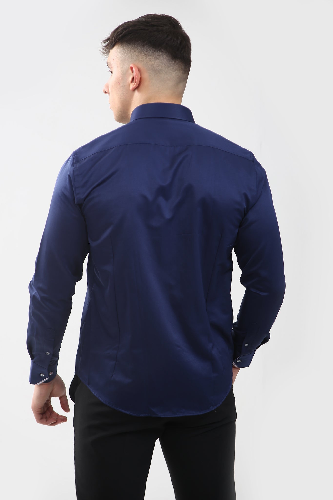 Tom Silk- Plain Long Sleeve Shirt (Blue, Pink, Navy, White)
