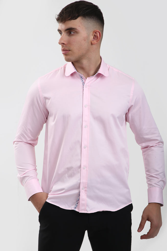 navy and pink shirt