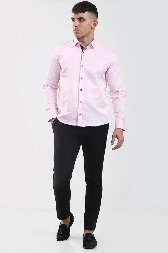 Tom Silk- Plain Long Sleeve Shirt (Blue, Pink, Navy, White)