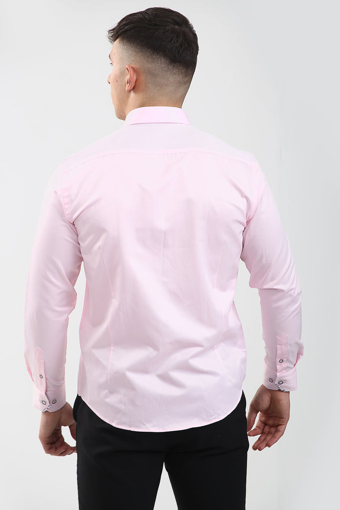 Tom Silk- Plain Long Sleeve Shirt (Blue, Pink, Navy, White)