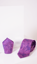 Marc Darcy- Purple Paisley Tie and Pocket Square Set