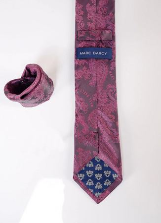 Marc Darcy- Berry Paisley Tie and Pocket Square Set
