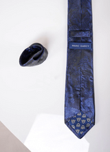 Marc Darcy- Navy Paisley Tie and Pocket Square Set