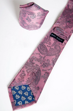 Marcy Darcy- Pink Paisley Tie and Pocket Square Set