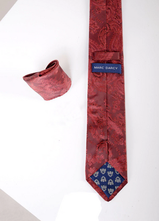 Marc Darcy- Wine Paisley Tie and Pocket Square Set