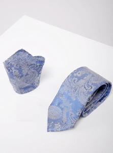 Marc Darcy- Sky Paisley Tie and Pocket Square Set