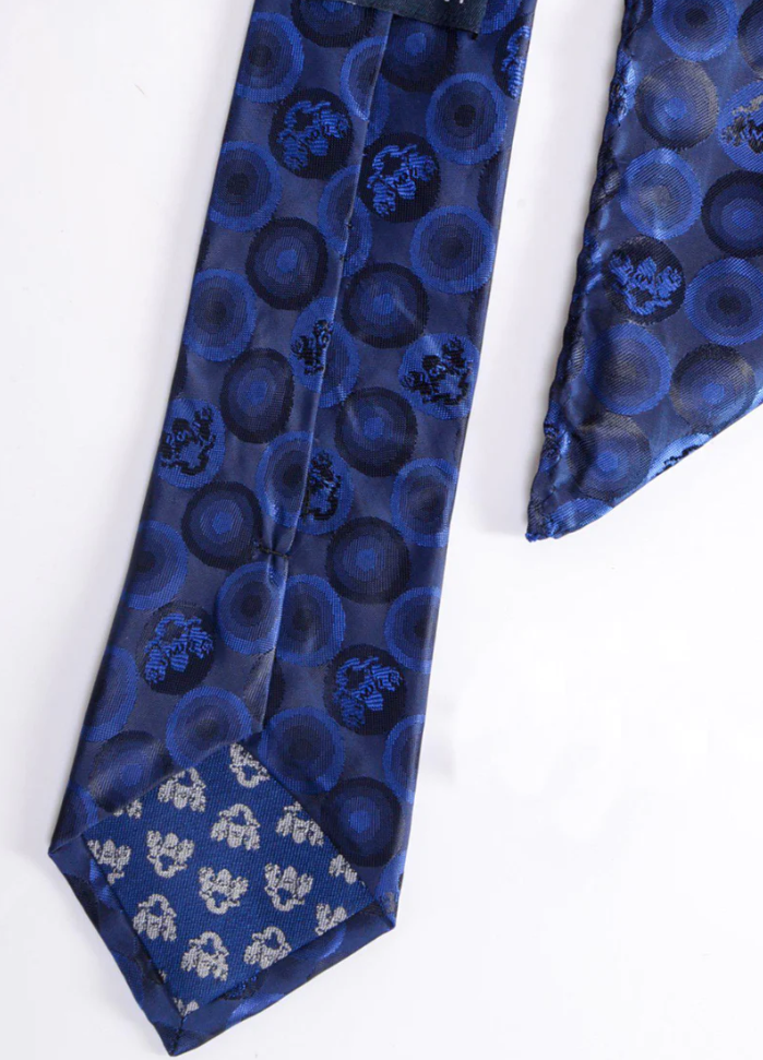 Marc Darcy- Navy Bubbles Tie and Pocket Square Set