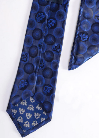 Marc Darcy- Navy Bubbles Tie and Pocket Square Set