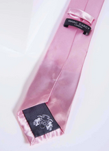 Marc Darcy - Stanley Pink Plain Satin Tie and Pocket Square Set