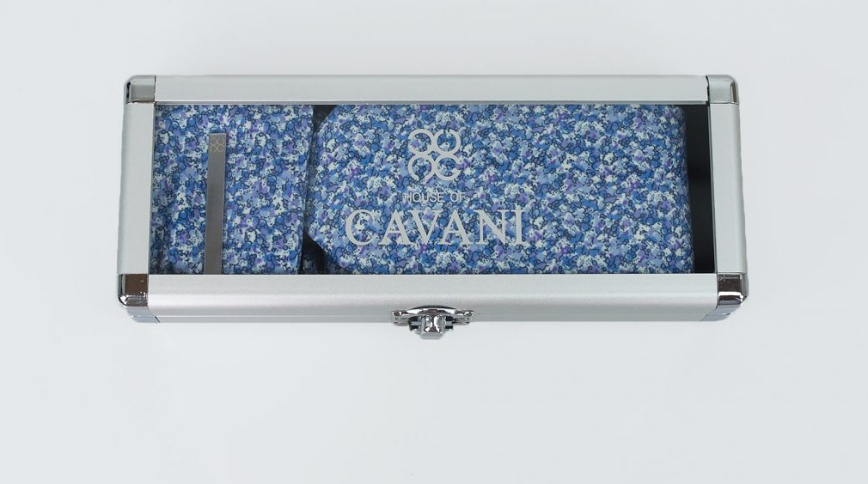 House of Cavani- CV105 Blue Tie, Pocket square, Cufflinks and Tie Pin Set