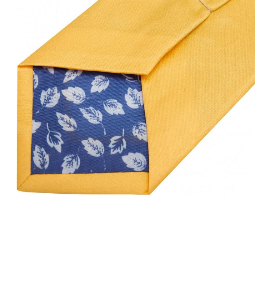 House of Cavani- CV201 Yellow Satin Tie, Pocket Square and Tie Pin Set