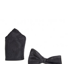 Marc Darcy- Paisley Black Bow Tie and Pocket Square Set