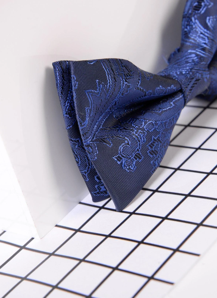 Marc Darcy- Paisley Navy Bow Tie and Pocket Square Set