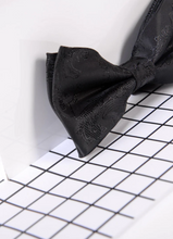 Marc Darcy- Paisley Black Bow Tie and Pocket Square Set