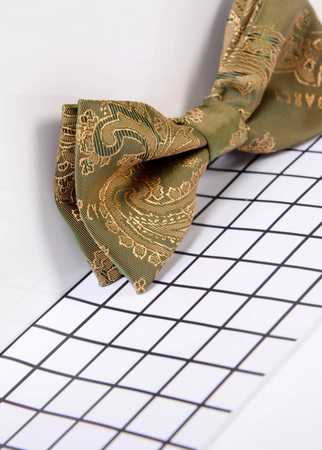 Marc Darcy- Paisley Tan Bow Tie and Pocket Square Set