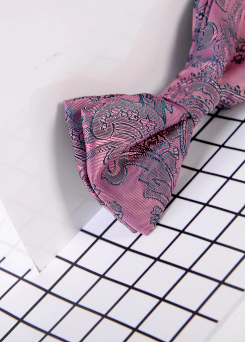 Marc Darcy- Paisley Pink Bow Tie and Pocket Square Set