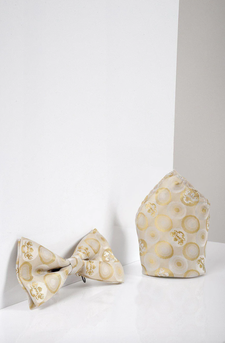 Marc Darcy- Stone Bubbles Bow Tie and Pocket Square Set