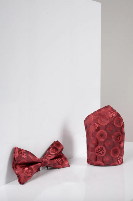 Marc Darcy- Wine Bubbles Bow Tie and Pocket Square Set