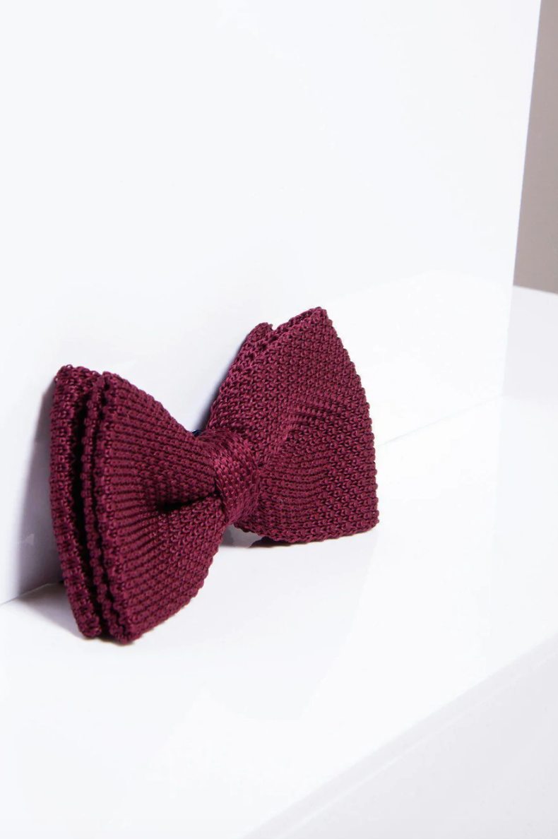 Marc Darcy- Knitted Wine Double Layer Bow Tie