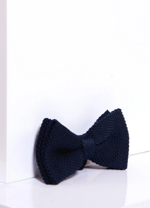 Marc Darcy- Knitted Navy Double Layer Bow Tie