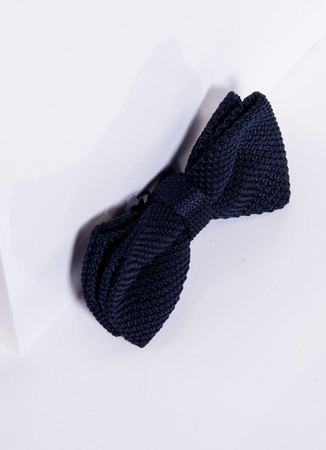 Marc Darcy- Knitted Navy Double Layer Bow Tie