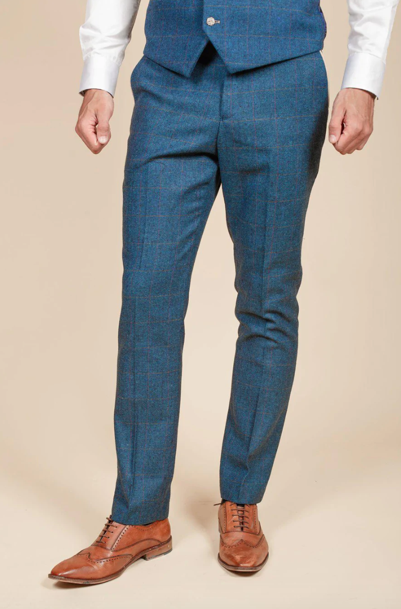 Marc Darcy- Dion Blue Check Tweed Trouser