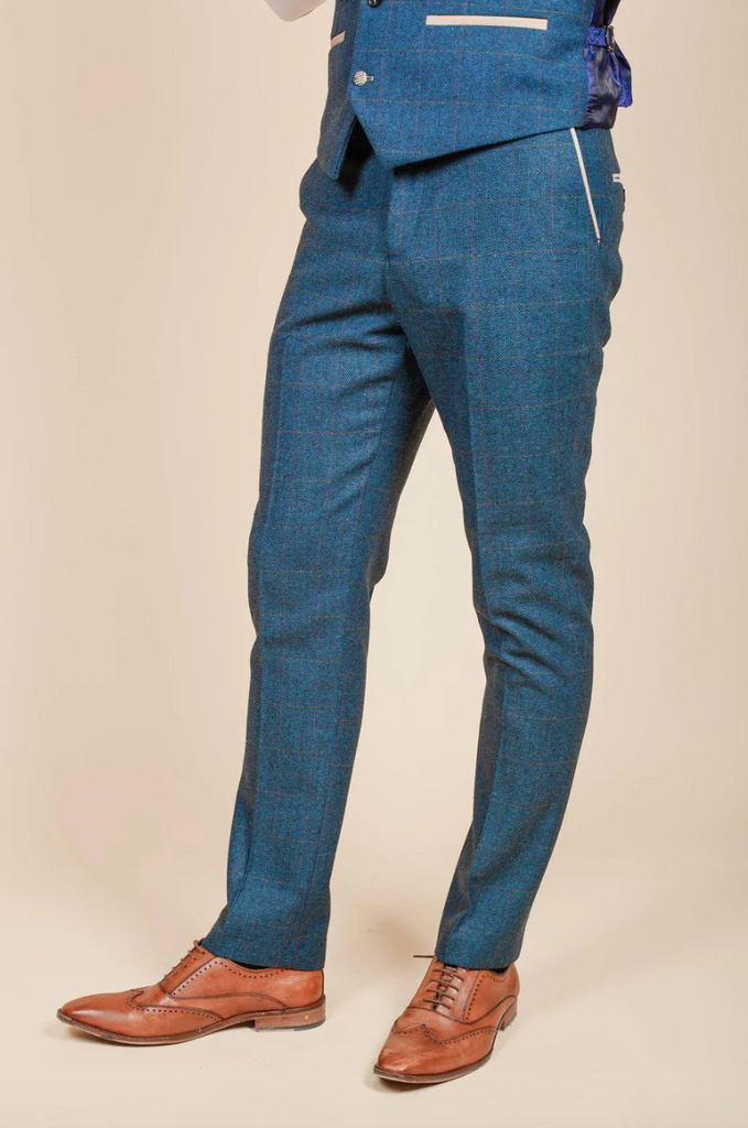 Marc Darcy- Dion Blue Check Tweed Trouser