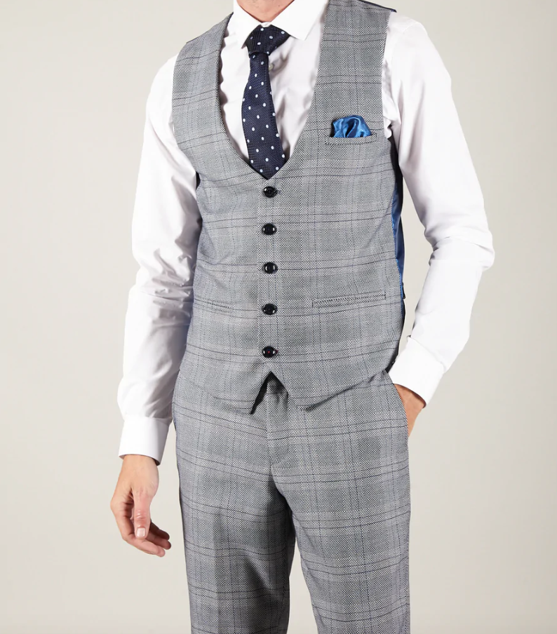 Marc Darcy- Jerry Grey Check Waistcoat