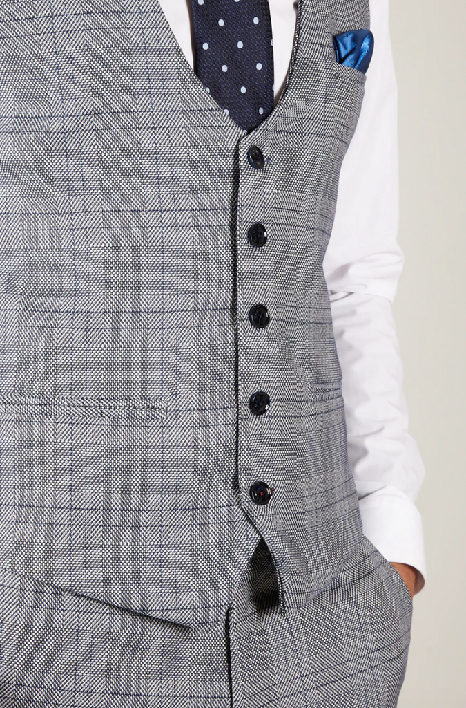 Marc Darcy- Jerry Grey Check Waistcoat