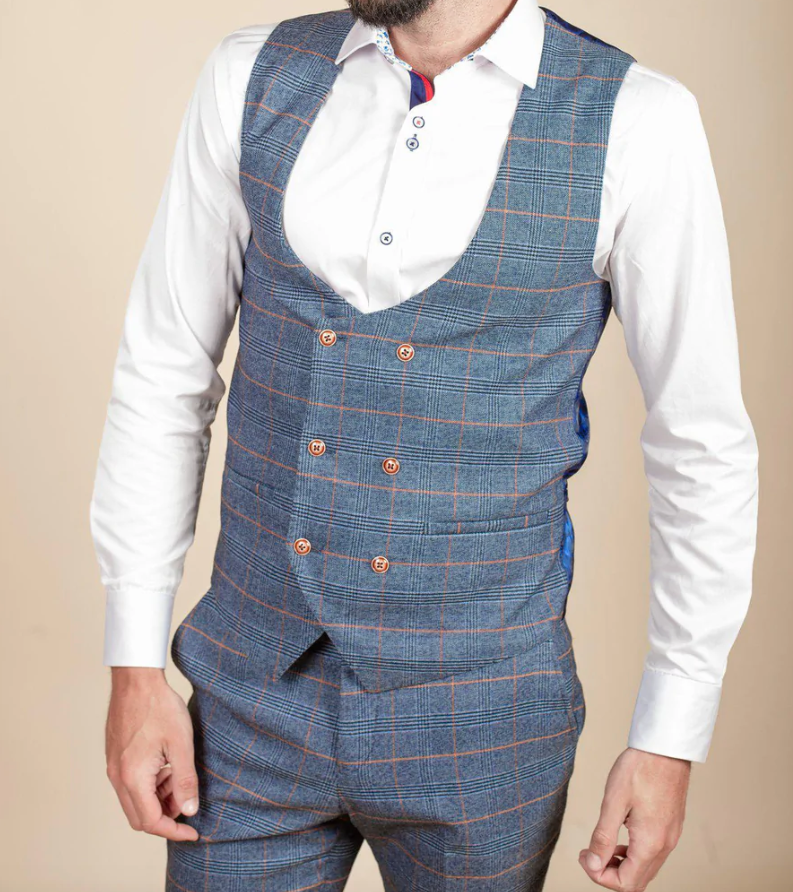 Marc Darcy- Jenson Sky Check Waistcoat