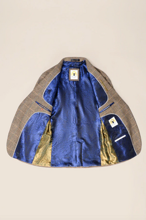 Marc Darcy- Ted Tan Tweed Check Blazer