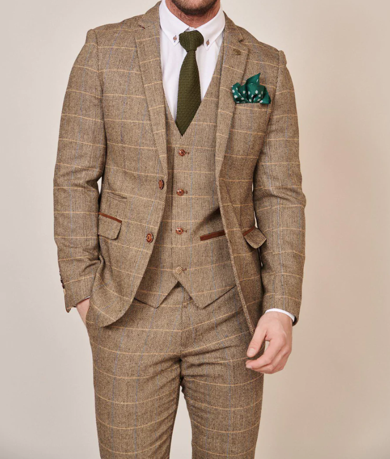 Marc Darcy- Ted Tan Tweed Check Blazer